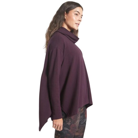 Athleta Ethereal Brushed Funnel Neck Pullover Sweatshirt Women's Small Purple - Picture 2 of 15
